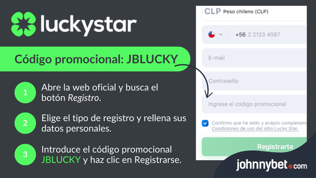 registro con el código Lucky Star