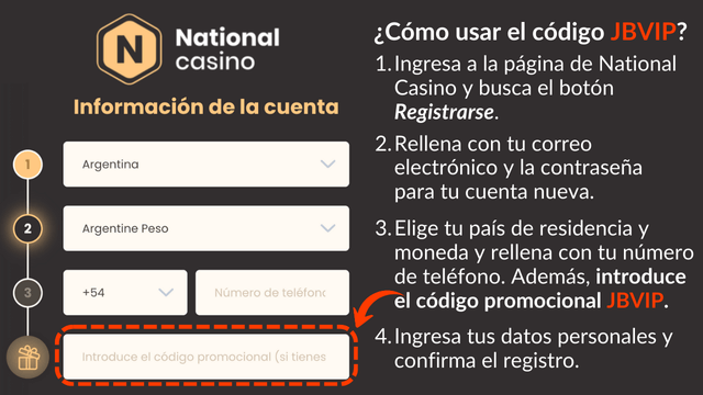 codigo promocional national casino registro