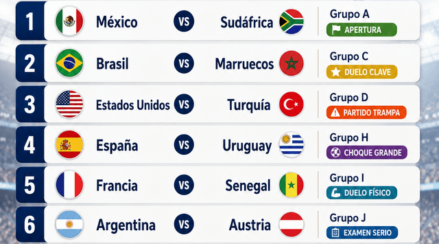 partidos favoritos mundial 2026