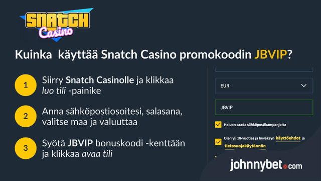 snatch casino rekisteröityminen bonuskoodi