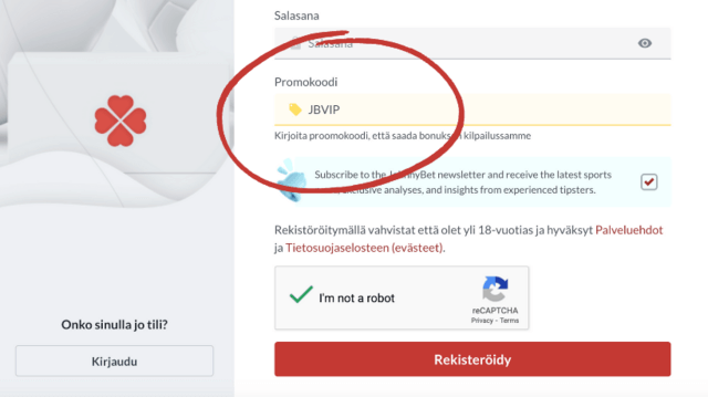 johnnybet rekisteröityminen promokoodilla