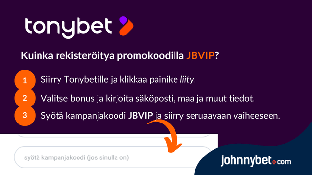 tonybet rekisteröityminen bonuskoodilla