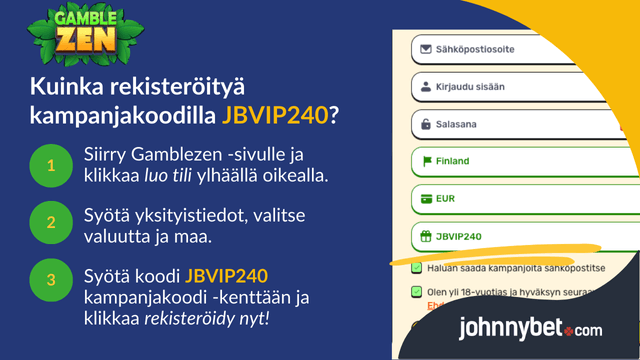 gamblezen rekisteröinti bonuskoodilla