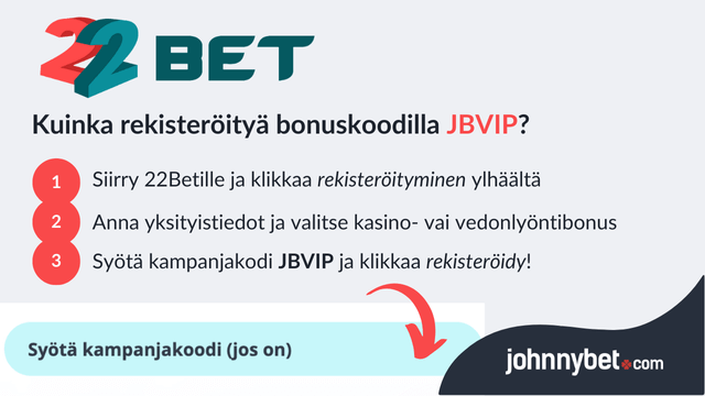 22bet kampanjakoodi rekisteröinti