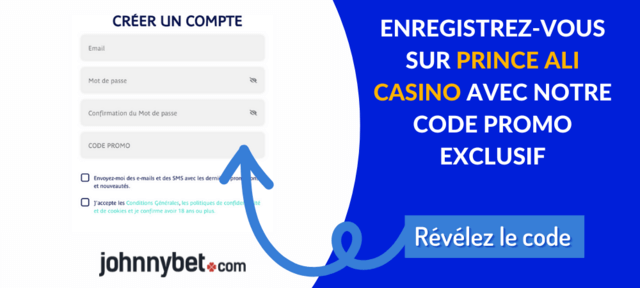 s'enregistrer avec code promo Prince Ali Casino 