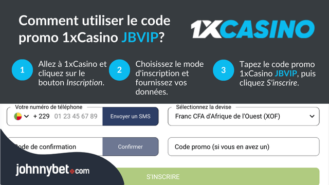 inscription code promo 1xCasino