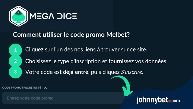inscription avec code promo mega dice
