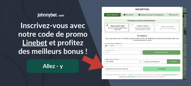inscription Linebet code bonus