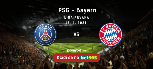 Bet365 Champions League meč PSG - Bayern kvote