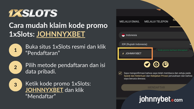 Kode bonus pendaftaran 1xSlots