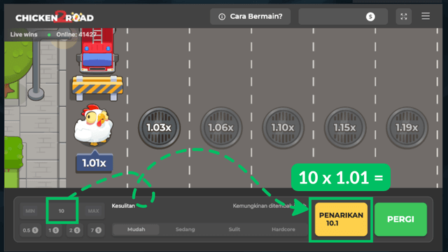 cara membaca pengali chicken road