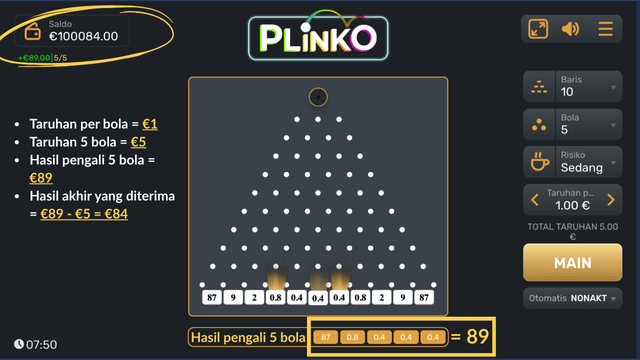 cara hitung menang plinko