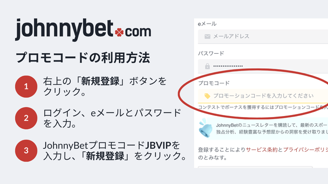 JohnnyBet ボーナスコード