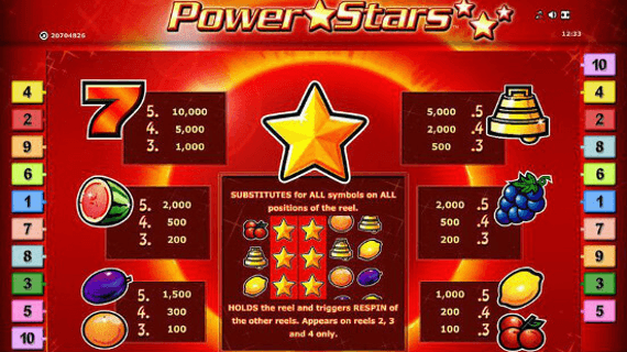 Power Stars online žaidimo automatas