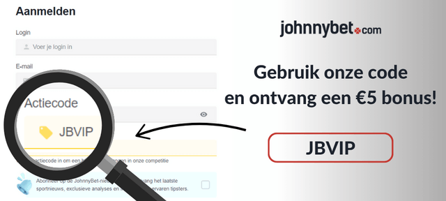 johnnybet actiecode invoeren