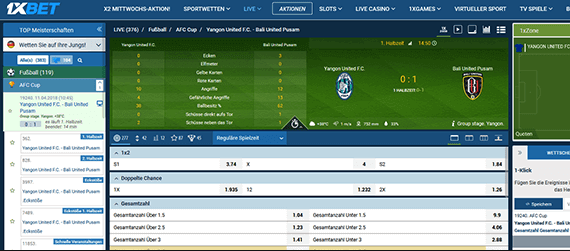1XBET online wetten