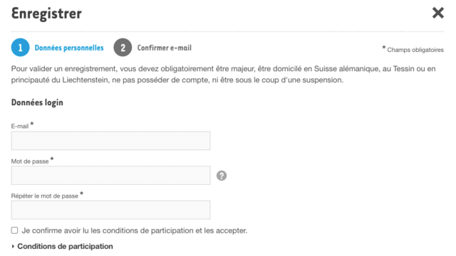 inscription sur Swisslos