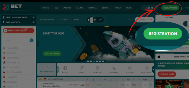 22bet online registration 