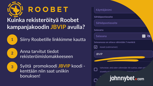 Roobet kampanjakoodi rekisteröityminen