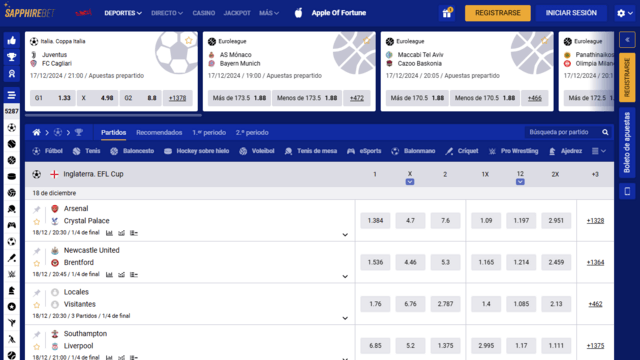 apuestas deportivas disponibles en SapphireBet
