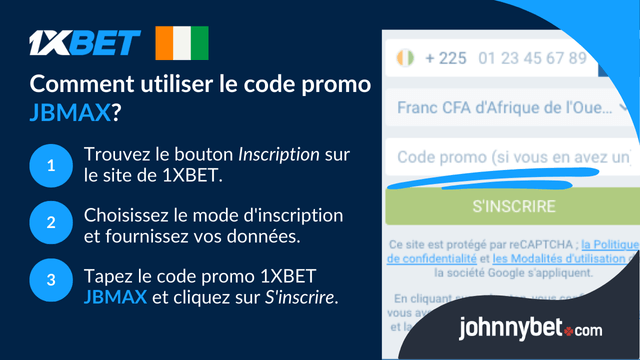 code d'enregistrement 1XBET Côte D'Ivoire 