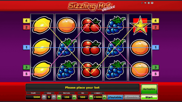 sizzling hot online slot symboly