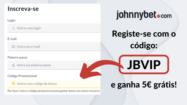formulário de inscrição com o código promocional johnnybet
