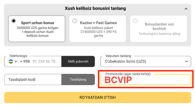 MelBet promokod bilan ro‘yxatdan o‘tish