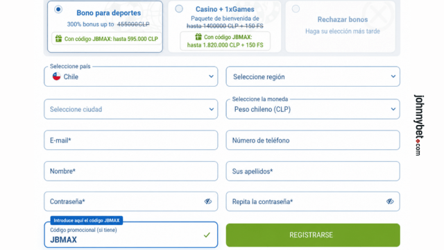 1XBET Chile código promocional