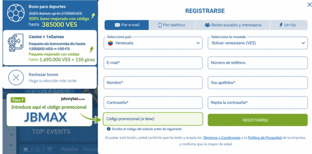 1xbet código promocional venezuela