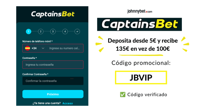 captainsbet código promocional activo