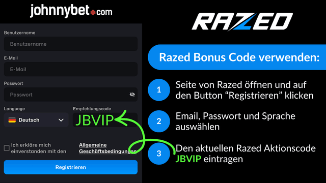 Razed Empfehlungscode Registrierung 