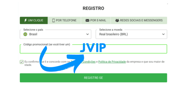 registro com o código promocional linebet jvip
