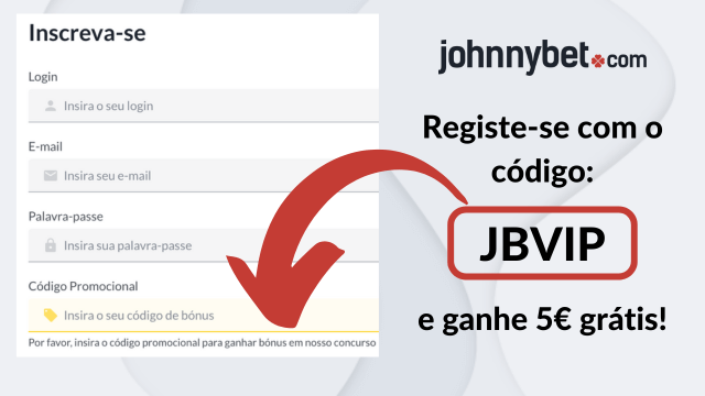 formulário de inscrição com o codigo promocional johnnybet