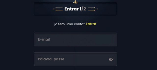 passo 2 no registo com o codigo de bonus na dragoslots