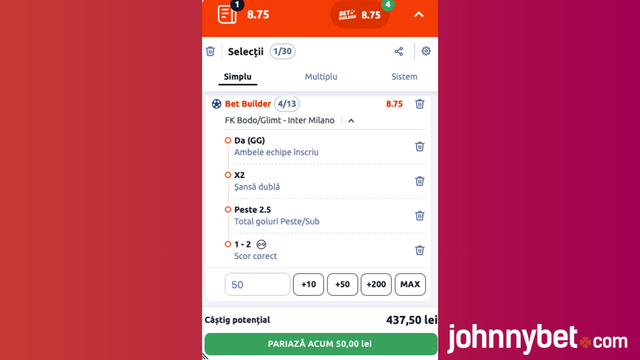 liga campionilor cote bodo vs inter