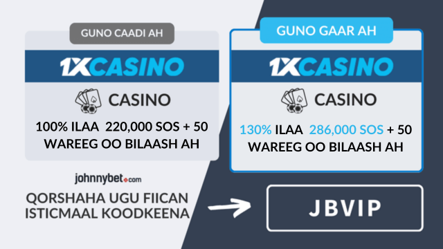 Koodhka Xayeysiiska Diiwaangelinta Casino 1xCasino