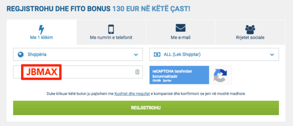 1xBet Kodin Promocional përjashtues 130€