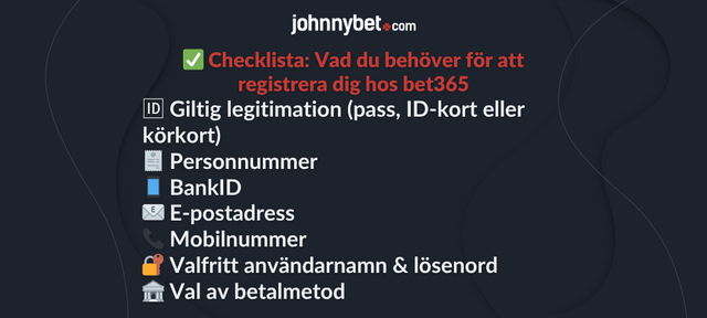 krav for att skapa ett konto hos bet365