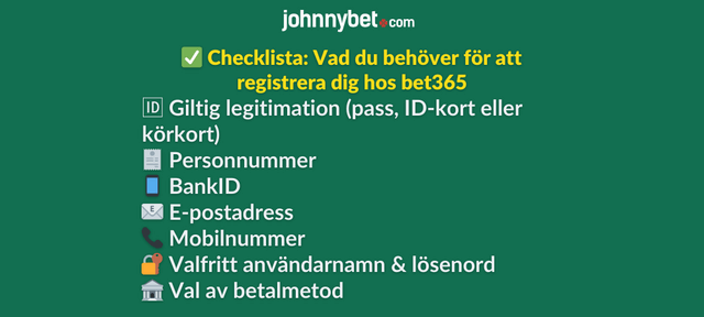 krav for att skapa ett konto hos bet365