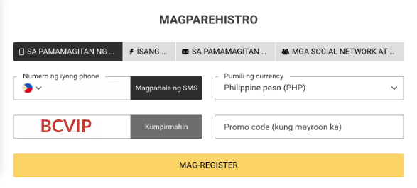 pag-register sa MelBet