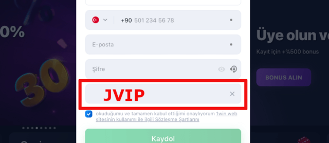 1win promosyon kodu JVIP nasıl kullanılır