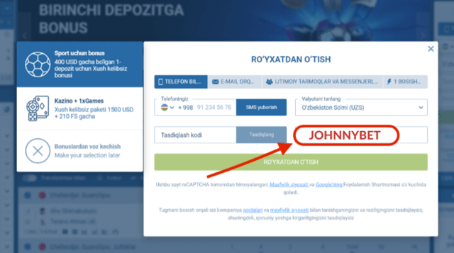 royxatdan otish jarayoni 1XBET