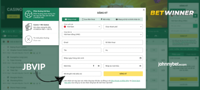 hướng dẫn tạo tài khoản Betwinner trực tuyến